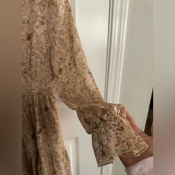 NWOT PaperMoon Floral Tan Dress Size M - Picture 11 of 12